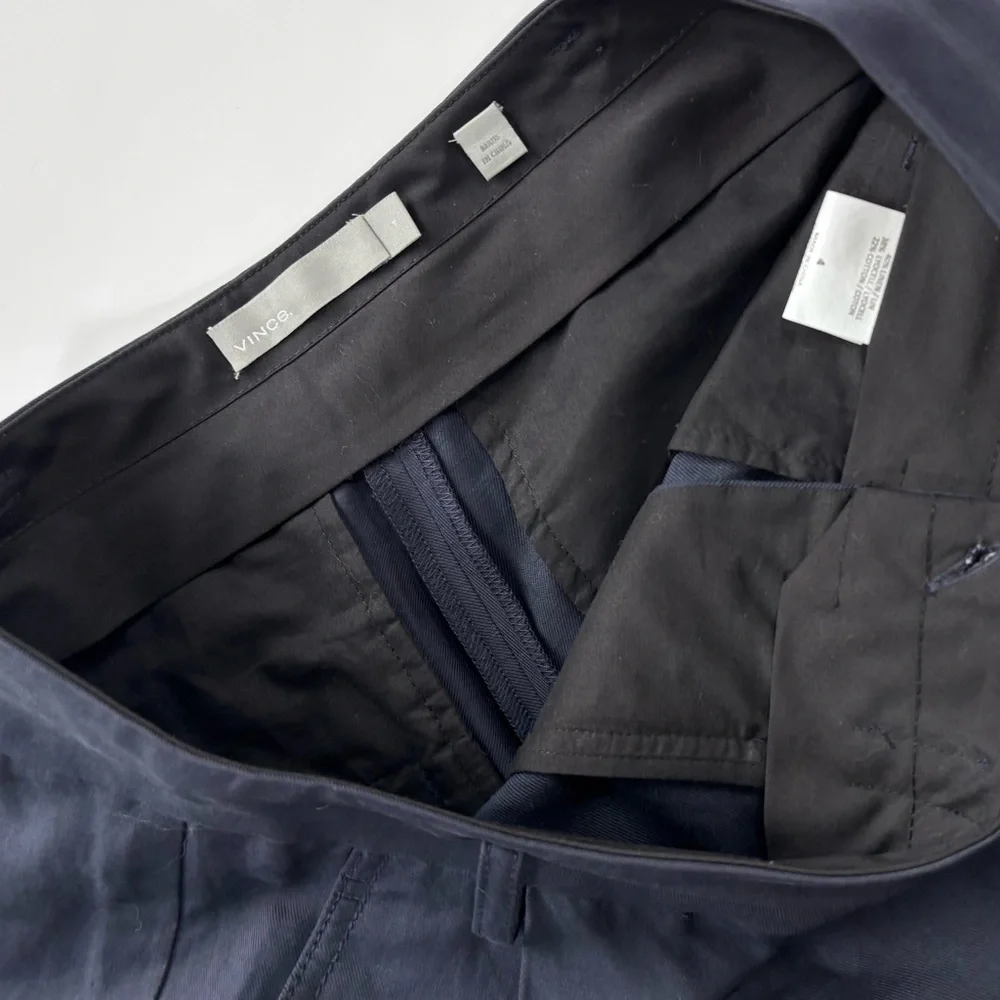 VINCE Navy Linen Cropped Tapered‎ Ankle Business Casual Pants Size 4